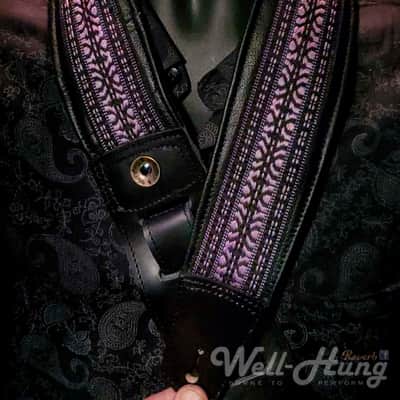 Well-Hung "1969 Series - Grapevine" 3" wide padded leather guitar strap image 3