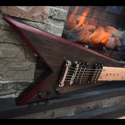 HandMade Lap Steel Guitar - Black / Brown Stain - Red Bevels - Satin Relic Finish - USA Made image 11