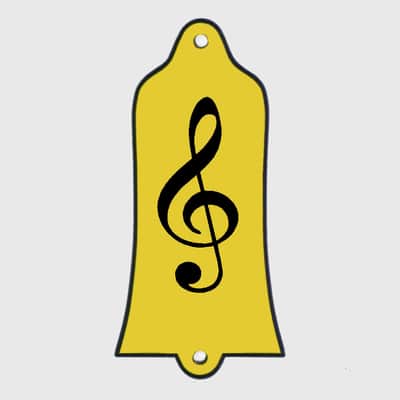 GUITAR TRUSS ROD COVER - Custom Engraved - Fits GIBSON USA - TREBLE CLEF Music Note - Black YELLOW image 1