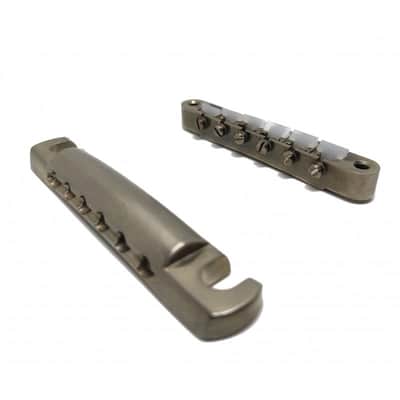 Faber Nickel AGED Bridge + Tailpiece set, ABR-1,Nylon saddles image 6