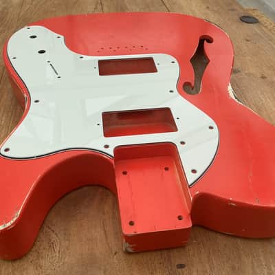 Brand new  ! Lightest 1 piece Swamp Ash in paint on Reverb  ?  . 1.1 kg in relic Faded Fiesta  Red Nitro . image 13