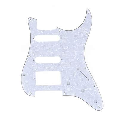 Brio 11-Hole Modern Style Strat HSS Pickguard for American Stratocaster 4 Ply Pearloid White image 1
