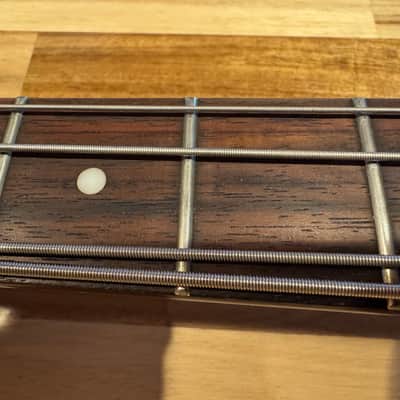 1997 Epiphone Rivoli Bass – Ebony Black Semi-Hollow, Cream Binding, Excellent Condition + Custom Strap & New Case image 5