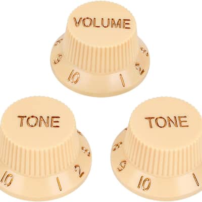 18-Spline Electric Guitar Control Knobs 2 Tone and 1 Volume Knobs Metric 6mm (15/64") Speed Knobs Top Hat for Squier Strat ST Electric Guitars Pack of 3 JT/XN-04 Light Cream image 1