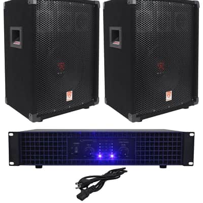 2) Rockville RSG10 10" PA Speakers+Technical Pro AX1200 1200w Power DJ Amplifier image 1