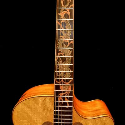 Blueberry Handmade Jumbo Acoustic Guitar Dragon Motif image 6