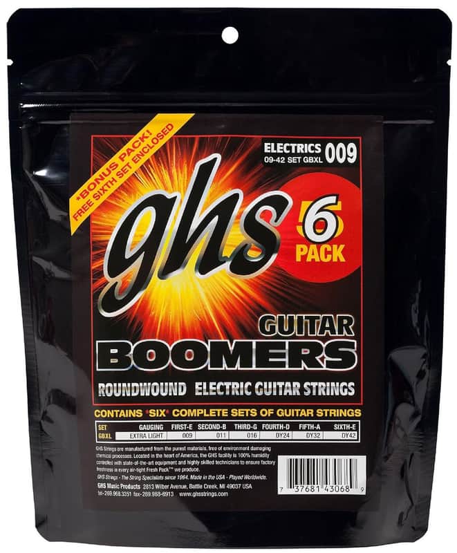 GHS GBXL-5 9 - 42 Extra Light Boomers Guitar String Set (Pack of 6) image 1
