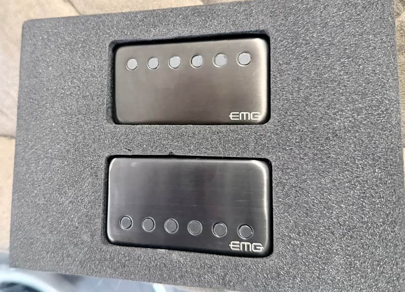 EMG 57/66-BRBC Active Solderless Alnico V Humbucker Set 2010s - Brushed Black Chrome image 1