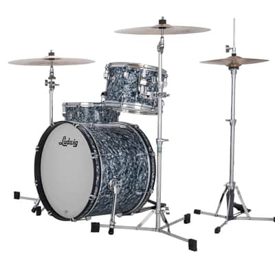 Ludwig NeuSonic Steel Blue Pearl Wrap Downbeat Drums 14x20_14x14_8x12 3pc Shell Pack | NEW Authorized Dealer image 2