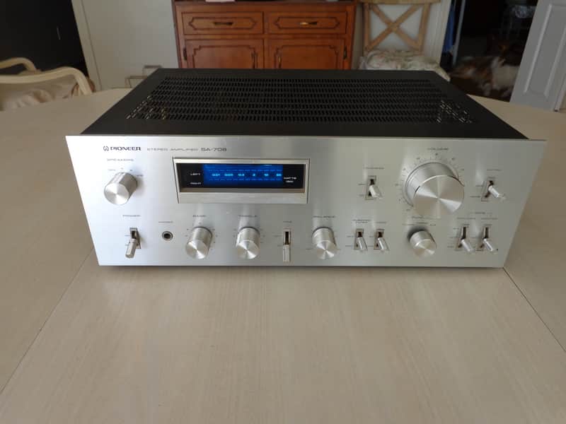 Pioneer SA-708 Silverface Amplifier w Fluoroscan Meters - Super Phono Specs image 1