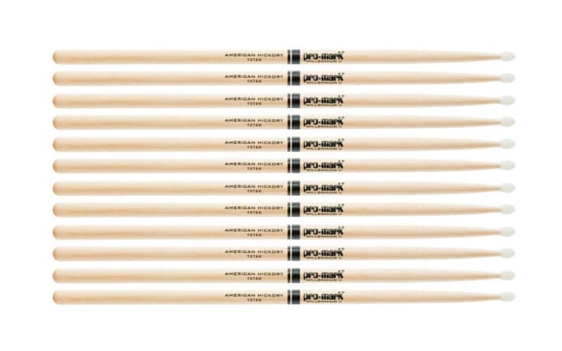 6 PACK Pro-Mark Hickory Nylon Tip Premium Drum Sticks - 7A Light, TX7AN-6 image 1