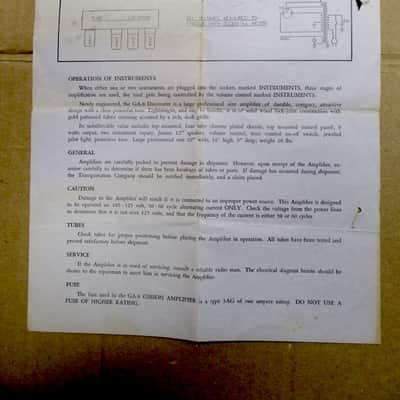 Gibson Discoverer Model GA-8 Amplifier Instruction Sheet 1950's image 2