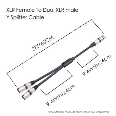 5Pack 5 Color 1.5FT XLR Female to Dual XLR Male Y Splitter Cable, Female XLR to 2 Male XLR Y Cable,XLR Splitter 1 Female to 2 Male for Micphone Mixer image 4