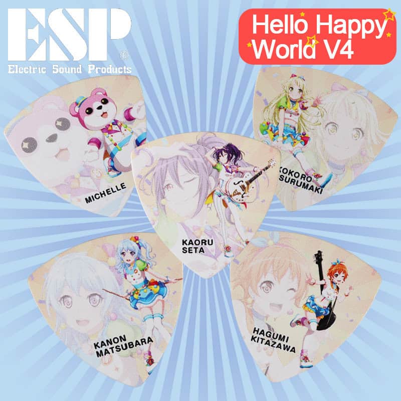 ESP x BanG Dream! Hello, Happy World! v4 Character Guitar/Bass Pick Set (5 Picks) image 1