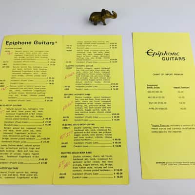 Epiphone Suggested Retail Price List & Chart of Import Premium 1971 image 3