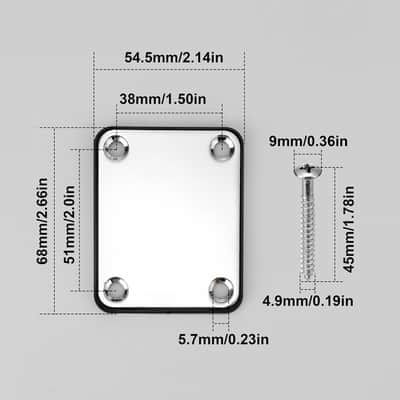 Chrome Neck Plate for Electric Guitar with 1 Plastic Mat 4 Mounting Screws,Silver image 2