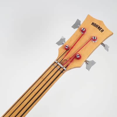 1969 Hohner Bartell Bass Fretless Rare LEFT HANDED - Natural Finish Black Widow image 9