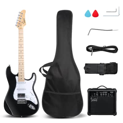 Glarry GST Electric Guitar HSS Pickups w/20W Amplifier Black image 1