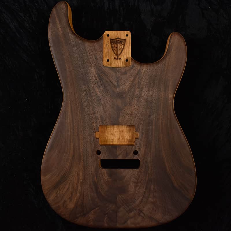 Strat Style Body - 1 Piece Mahogany with 2 Piece Walnut Top - Weight: 4 lbs 7 oz - EASY REACH NECK CARVE - 2-3/16" Heel Width image 1
