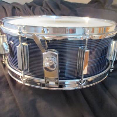 Tempro Vintage 14 x 5 Snare Drum, 1960s Japan Made, Blue Strata, Exceptional Original! image 8