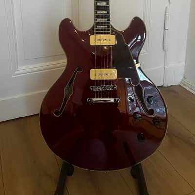 D'Angelico Premier DC Boardwalk P90 2020 Trans Cherry with original DAngelico Deluxe DC Case image 2