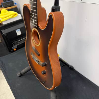 Used Fender American Acoustasonic Telecaster Acoustic Electric Guitar with Fender Gig Bag Sunburst 2019 image 13