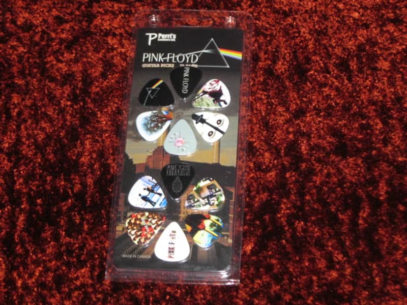 new in package (old stock) A+ Perri's Leather Ltd. / Perri's 12 Pack Of Pink Floyd Guitar Picks - Med Gauge - Celluloid Plastic, 351 shape - but slightly curved (LP12-PF1) LP12PF1 image 1