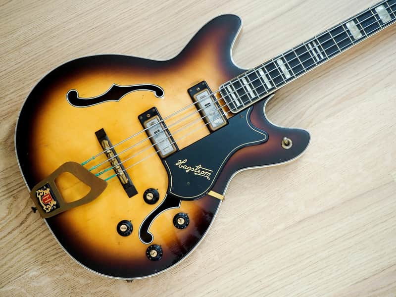 1968 Hagstrom Concord C-2 Deluxe Vintage Hollowbody Bass Guitar Ebony Board & Gold Hardware, Viking image 1
