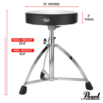 Pearl Drum Throne With Round Vinyl Seat and Single Braced Tripod Base (D730S) image 3