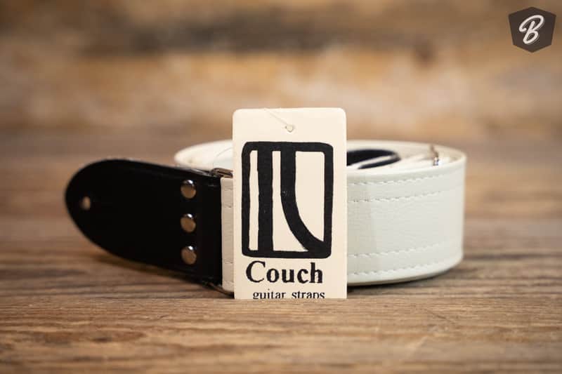 Couch Guitar Strap A026W Lightning Bolt - White with Black Bolt image 1