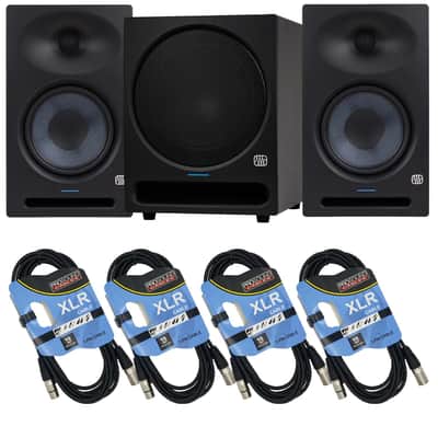 (2) PreSonus Eris Studio 8, PreSonus Eris Pro Sub 10 Subwoofer, (4) XLR Cables Bundle image 1