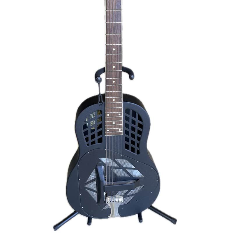 National Reso-phonic Tricone Polychrome Acoustic Guitar Black + Case image 1