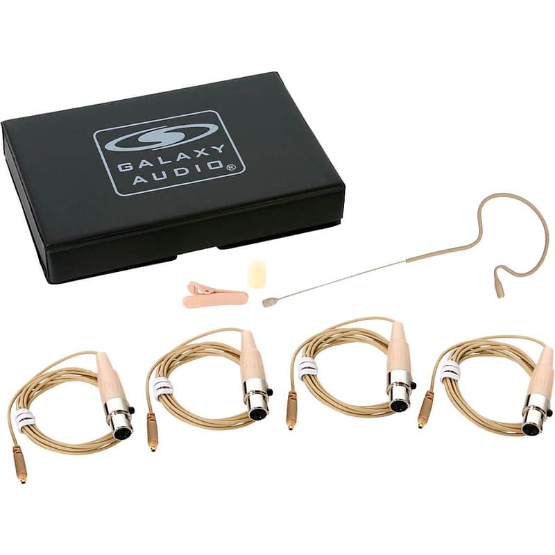 Galaxy Audio ESM4 Single Ear Headset Mic with 4 Galaxy Audio/AKG Connector Cables, a Windscreen, Clip, and Case Regular  Beige image 1