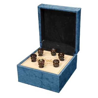 Taylor Water Buffalo Horn Bone Bridge Pin Set-Brown with Abalone image 1