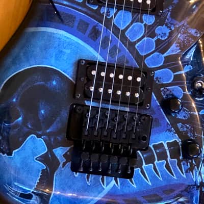 NEW DBZ Barchetta Neck Thru Electric Guitar- Floyd Rose-Trans Blue, Skull Gloss Korea image 5