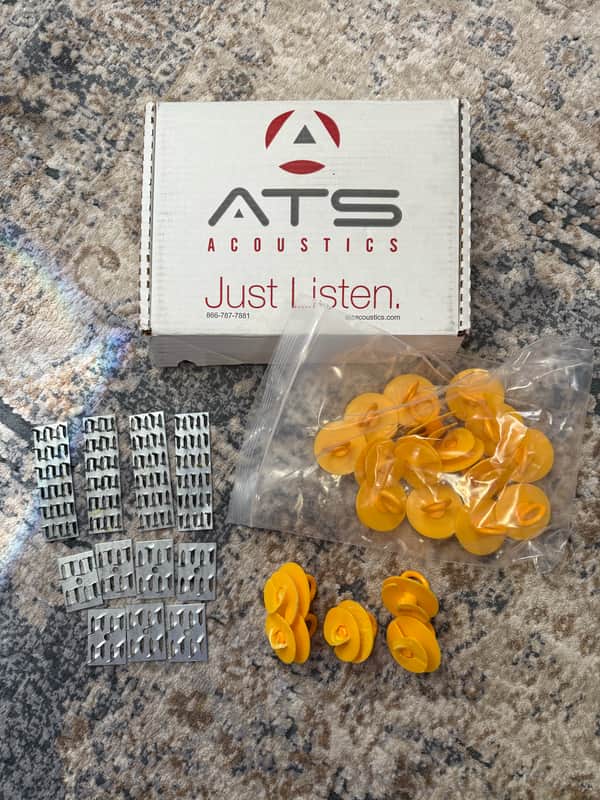 ATS Acoustics Lot of Impaler Acoustic Panel and rotofast Mounting Hardware - silver nd yellow image 1