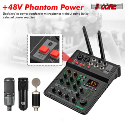 5Core Audio Mixer 4 Channel DJ Soundboard USB Interface Bluetooth Mixing Console w Repeat Delay +48V image 7