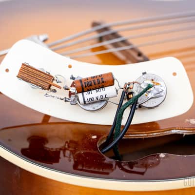 1961 Kay K5965 Pro Howlin' Wolf Vintage Hollowbody Bass Guitar Sunburst, 100% Original w/ Case, K162 image 17