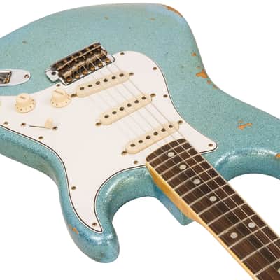 Fender CUSTOM SHOP STRAT 1965 LTD USA 3S TREM RW #CZ548544 - RELIC DAPHNE BLUE SPARKLE image 3