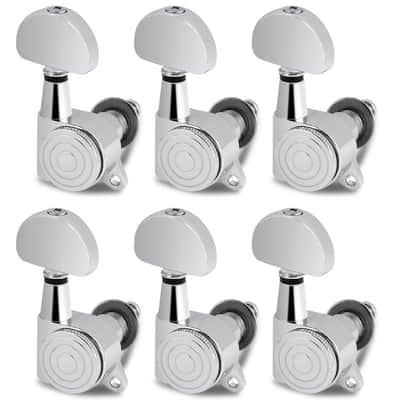 Locking Guitar String Tuning Pegs Tuning Keys Machine Heads Tuners 1:18 Gear Ratio 6 In Line for Right Handed Electric Guitar or Acoustic Guitar Parts Accessories Half Round Head Chrome. image 1