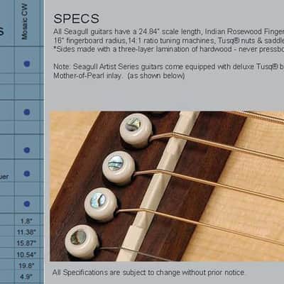 Seagull Mosaic CW Mahogany & Cedar Artist Series Aged Cutaway Beauty! image 5