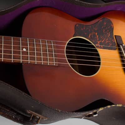 Grinnell Special Flat Top Acoustic Guitar, made by Gibson (1940), ser. #694F-13, original brown chipboard case. image 13