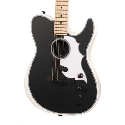 Fender Jack White Triplesonic Acoustasonic Telecaster Satin Arctic White with Black Top image 5
