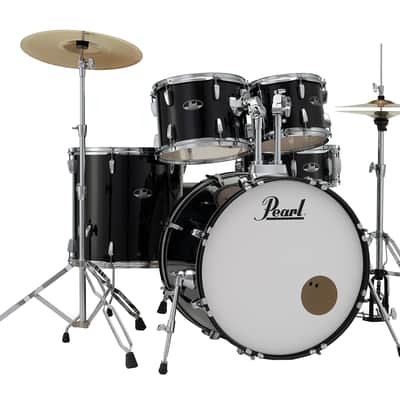 Pearl Roadshow 5-Pc Complete Drum Set w/22" Kick, Cymbals & Hardware - Jet Black image 1