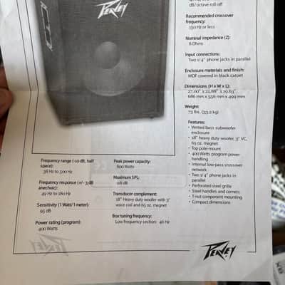 Pair of Peavey PV 118 18" Subwoofer 2010s - Black image 6