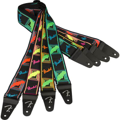 Fender Neon Monogrammed Strap Neon Green/Neon Orange image 3