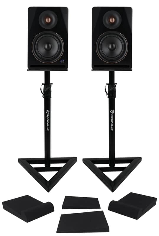 (2) Rockville APM6B v2 6.5" Powered Studio Monitor Speakers USB/Bluetooth+Stands image 1