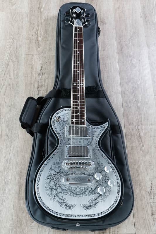 Zemaitis Guitars C24MF-2 BK Metal Front Electric Guitar, Leaf