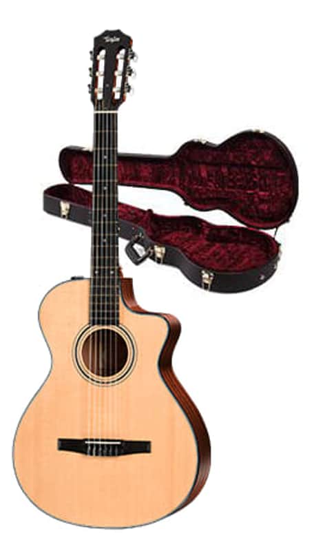 Taylor 300 Series 312ce-N Model Nylon String Grand Concert Cutaway Acoustic/Electric Guitar w/ Taylor Deluxe Brown Hardshell Case
