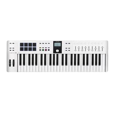 Arturia KeyLab Essential 49 mk3 MIDI Keyboard Controller with Custom DAW Scripts and 5 User Presets Tailored for FL Studio, Logic Pro, Ableton Live, Cubase, and Bitwig Studio (White)